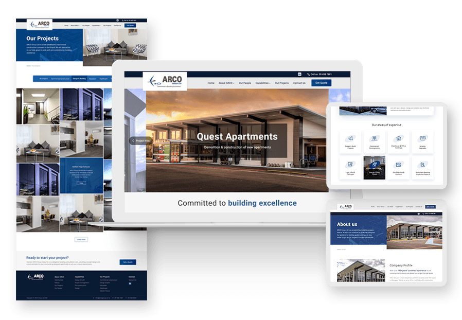 Pegoddy created the website for construction company ARCO to present their services